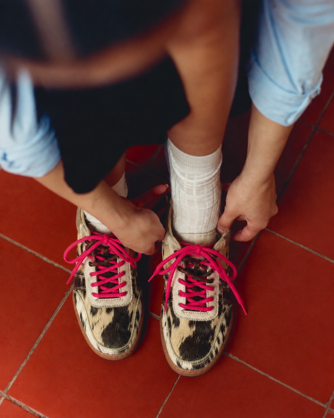 Cattle sneakers agujetas rosas