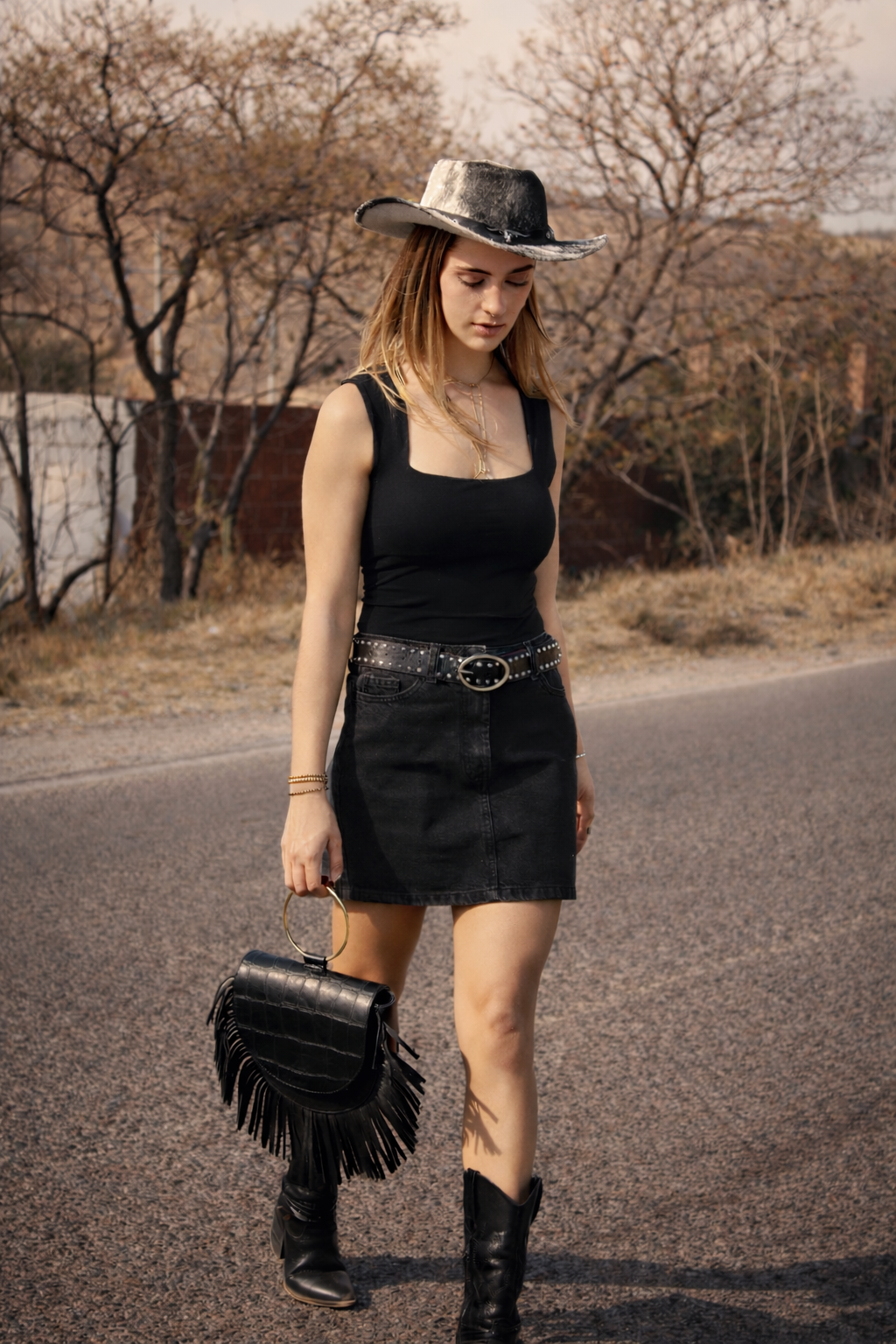 Ring bag deep croco negro